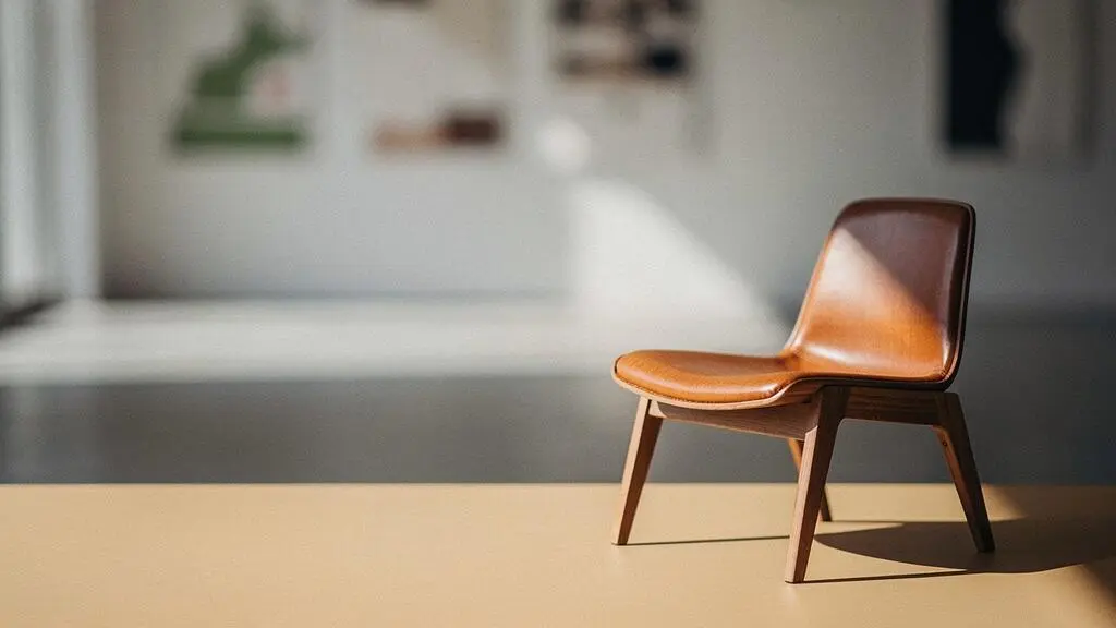 Un objet artisanal en bois et cuir posé en pleine lumière, incarnant l'équilibre entre beauté formelle et usage quotidien